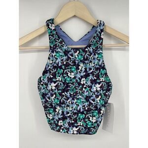 New ATHLETA Size XS Conscious Crop Bikini Top D-DD Cup Elysian Floral Green